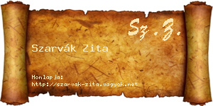 Szarvák Zita névjegykártya